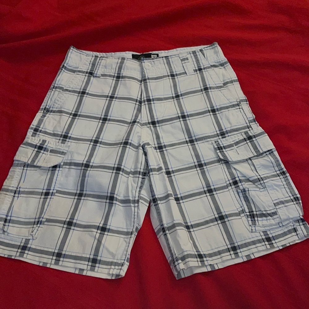 Size 28 White & Blue Plaid Shorts